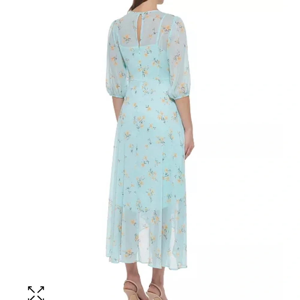 Calvin Klein Hi Low Chiffon Dress Light Blue Midi - Picture 2 of 6